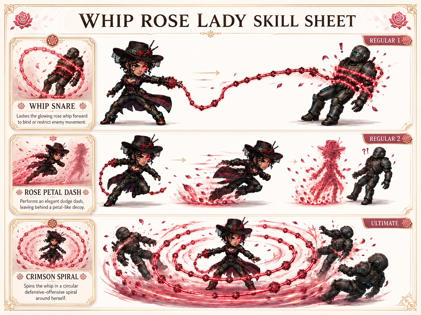 Whip Rose Lady skill sheet